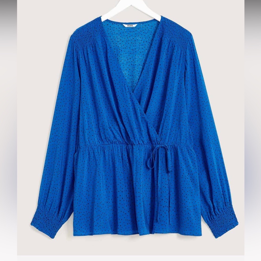 Penningtons Royal Blue Long Sleeve Wrap Blouse